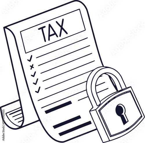 Secure Tax: A graphic of a tax document secured with a padlock, symbolizing financial security and privacy.
