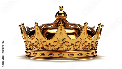 Golden royal crown on white background