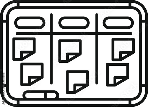 Kanban board displaying tasks on sticky notes in an agile project management system