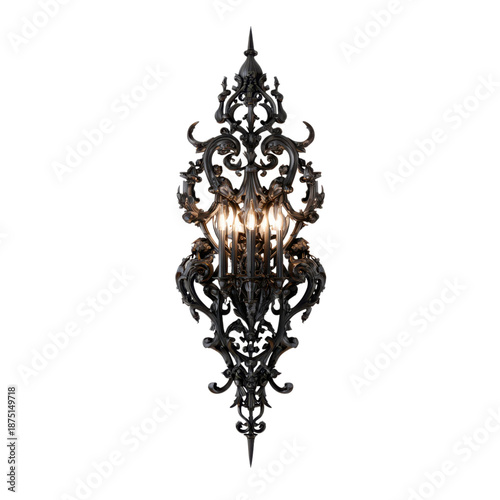 An ornate wall sconce with lit candles