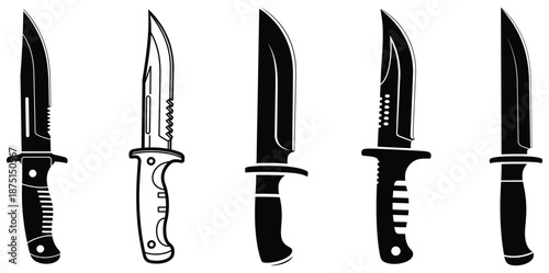 Collection of various knives with distinctive handles and blades