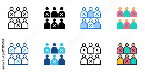 Voter Roll Purge icons set multiple style collection. Editable stroke 
