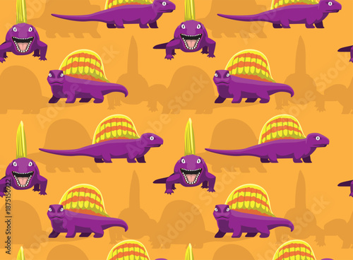 Dinosaur Dimetrodon Seamless Pattern Background Wallpaper