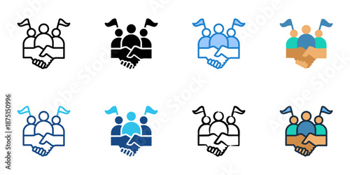 Political Engagement icons set multiple style collection. Editable stroke 
