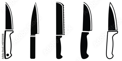 Four different types of knives on a white background