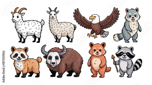 Animal Kingdom Collection: A captivating set of adorable illustrations depicting diverse animals, each brimming with unique characteristics, ready to charm and delight.