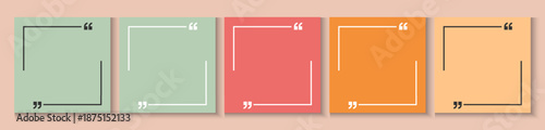 Modern Quote Social Post or Square Template for Quotes. Set of Social Media Post Design with Bright Abstract colorful Background. Creative Modern Quotation Marks Background Illustration