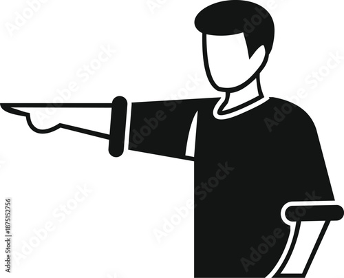 Person pointing forward with an index finger gesture as a navigation and selection concept