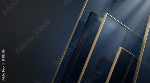 Elegant Corporate Abstract Background in Deep Blue and Gold Geometric Style