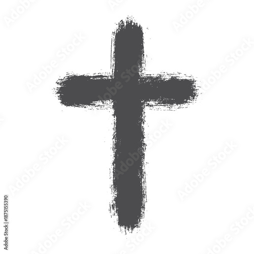 Christian cross paint brush stroke. Religious cross graffiti style.