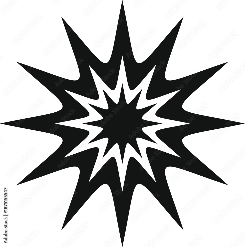 Obraz premium Black and white burst comic icon representing explosion or sudden impact