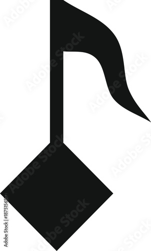 Black mensural music note symbol representing ancient medieval notation and harmony