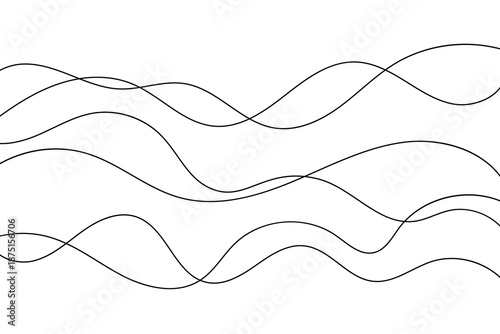 Simple abstract wave pattern, irregular black and white linear decoration