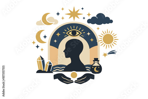 An abstract, antiquated conceptual backdrop for mysticism, astrology, and fantasy