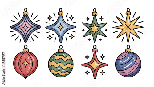 Festive Ornaments: A vibrant display of festive ornaments, each one a unique symbol of holiday cheer and intricate design, ready to adorn trees and spaces with seasonal charm.