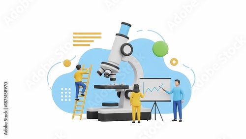 Wallpaper Mural 明るい顕微鏡での研究と分析の三次元モデルのイラスト Torontodigital.ca