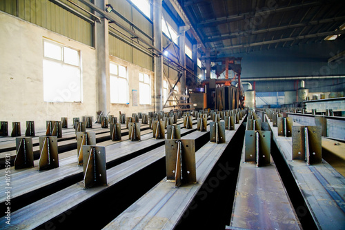 Steel structure processing in heavy industry factory
