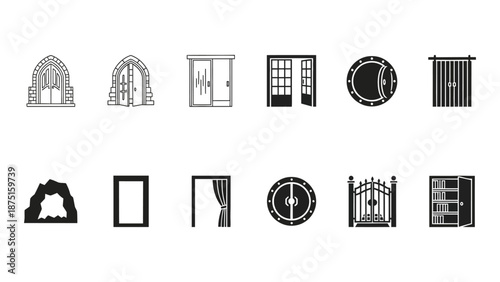 A collection of various architectural door and window designs