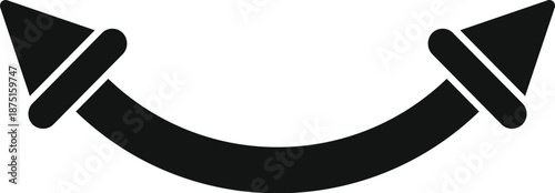 Black curved barbell body jewelry illustrating a smiling mouth or directional arrows