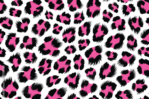 Vibrant pink and black leopard pattern on a white background illustration