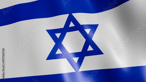 Israel National Flag Waving Star of David 3D