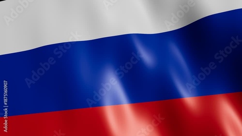Waving Russia National Flag Tricolor 3D Animation