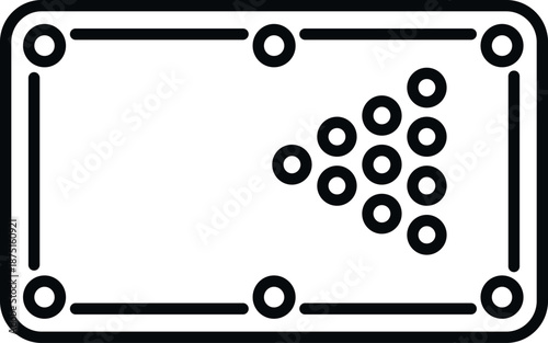 Billiards table icon showing racked balls in line art style on white background