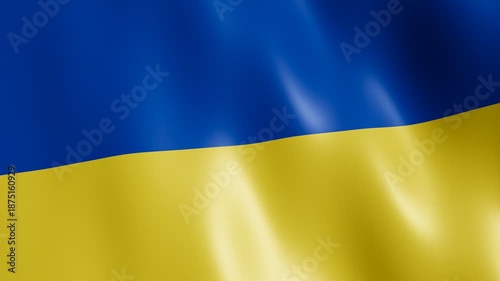 Ukraine National Flag Blue and Yellow 3D Waving