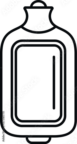 Hot water bottle vector line art icon illustration