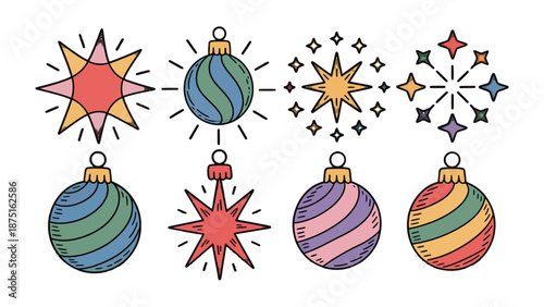 Festive Ornaments: A vibrant arrangement of unique ornaments, each a symbol of the holiday spirit, ready to bring joy. 