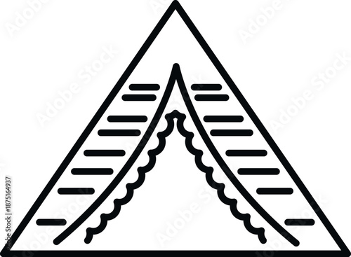 Wigwam tent vector line drawing for outdoor adventure and travel logo