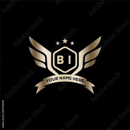 BI Initials Eagle Logo Icon Education Stock Vector