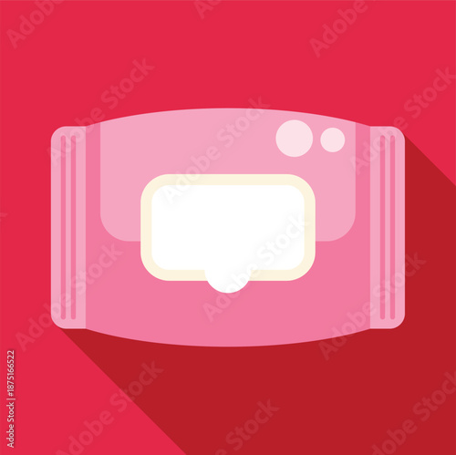 Pink package of wet wipes with a label for baby care and personal hygiene