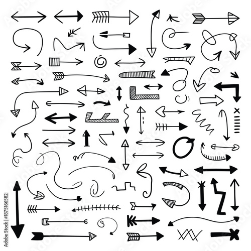 a collection of various black arrows on a white background