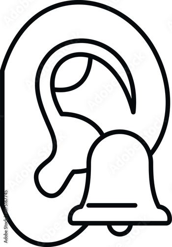 Human ear with a ringing bell symbol portraying a concept for tinnitus or hearing issues