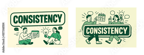 Teamwork and consistency in workplace collaboration and idea sharing