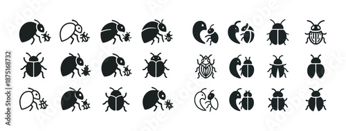 Collection of diverse insect icons in various styles and silhouettes