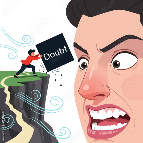 Man overwhelmed by self doubt and anxiety