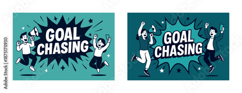 Motivated team achieving goals with enthusiasm and celebration