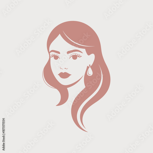 This minimalist artwork captures a woman’s profile, featuring flowing hair and a striking earring, exuding elegance and sophistication in a simple, modern style.
