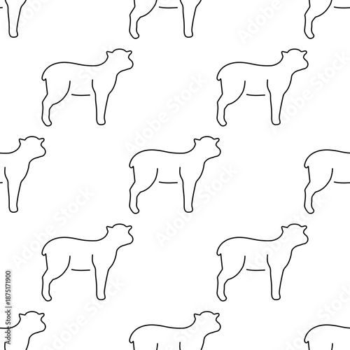 lamb seamless pattern isolated on transparent background.