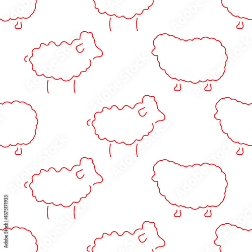 lamb seamless pattern isolated on transparent background.