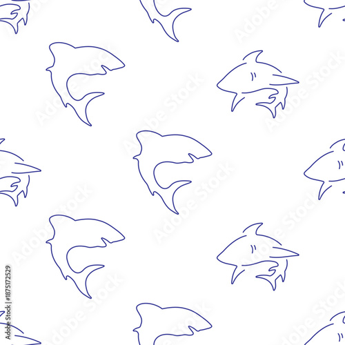 shark seamless pattern isolated on transparent background.