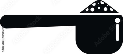 Scoop filling with protein powder, representing fitness nutrition and dietary supplements