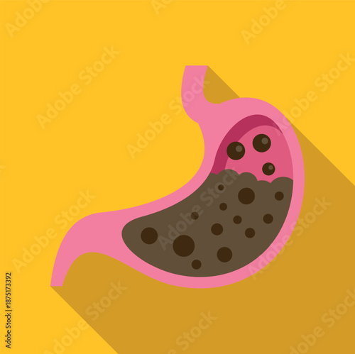 Stomach experiencing digestive issues, showing a flat design for medical concepts
