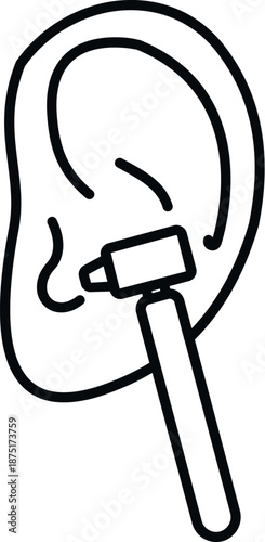 Human ear receiving an otoscope checkup for audiology health