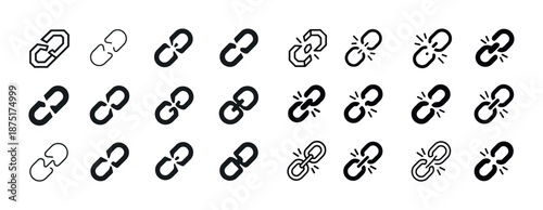 Collection of broken and unbroken link icons in various styles