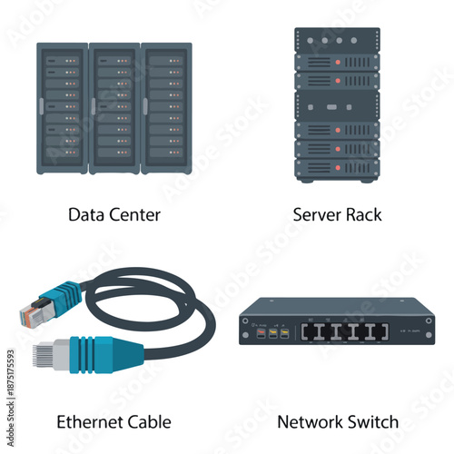 A collection of computer networking equipment and devices for connectivity