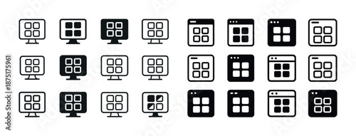 Minimalist grid icon set for desktop and browser applications