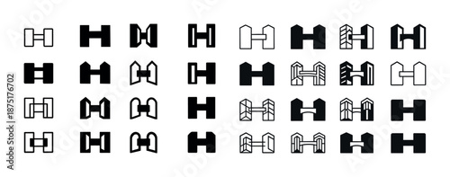 Diverse h letter logos in various styles and patterns